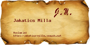 Jakatics Milla névjegykártya